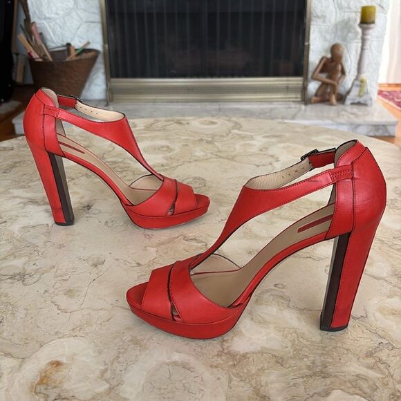 Longchamp Leather Platform Peep Toe Heels - Picture 7 of 17